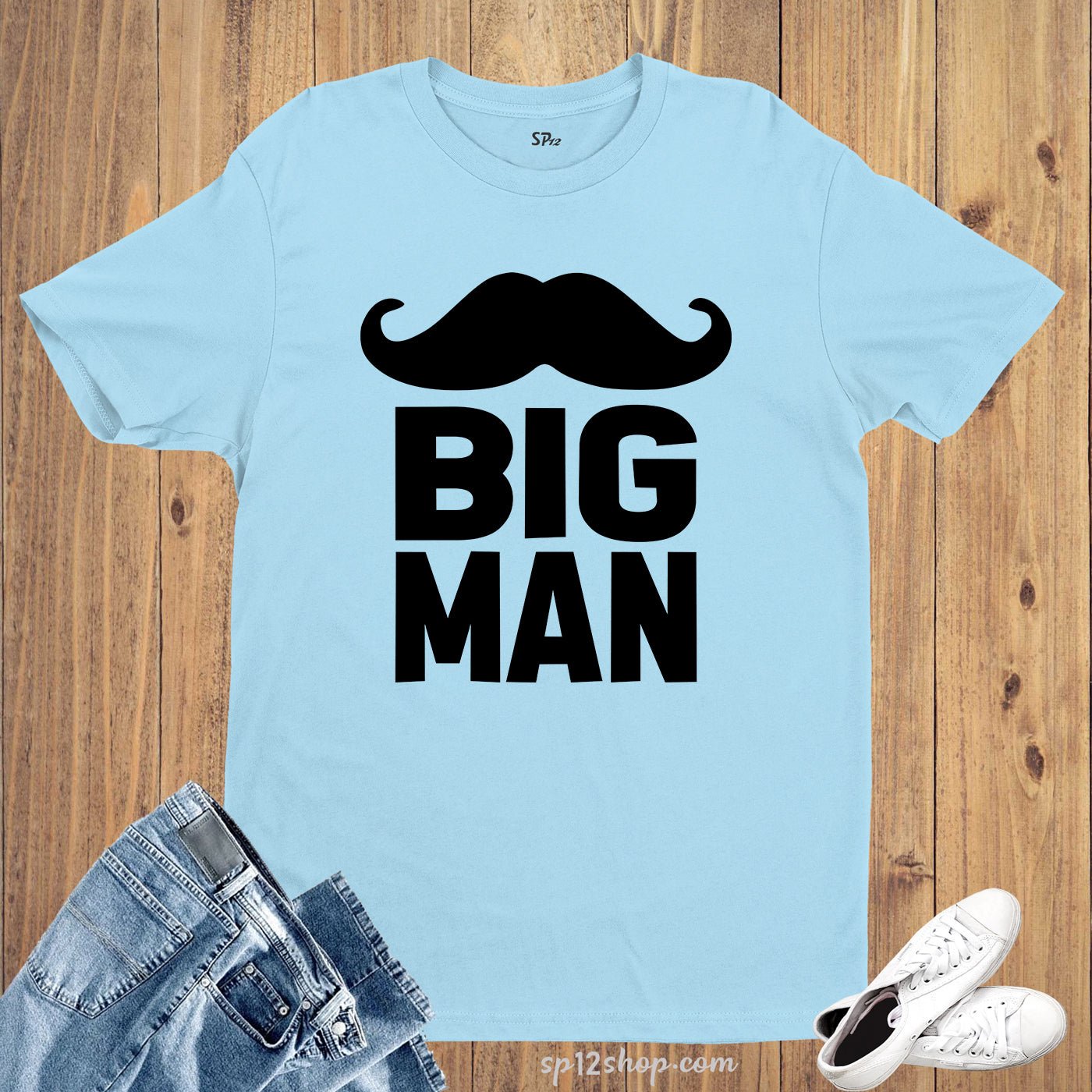 Big Man Little Man Moustache Movember T Shirt