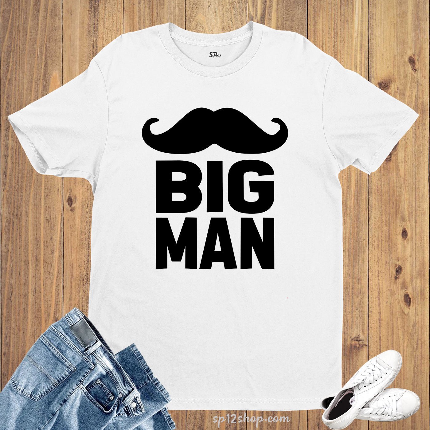 Big Man Little Man Moustache Movember T Shirt