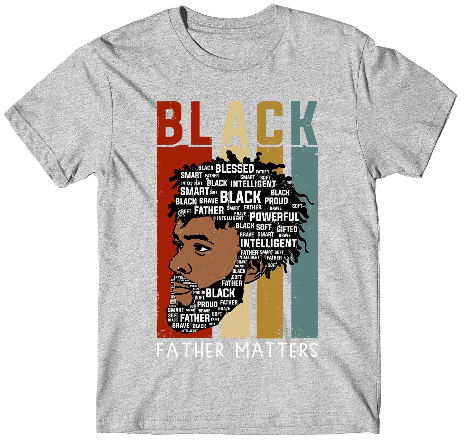Black Father Matters Dads Rock Custom Short Sleeve Fathers Day T-Shirt - Image 2