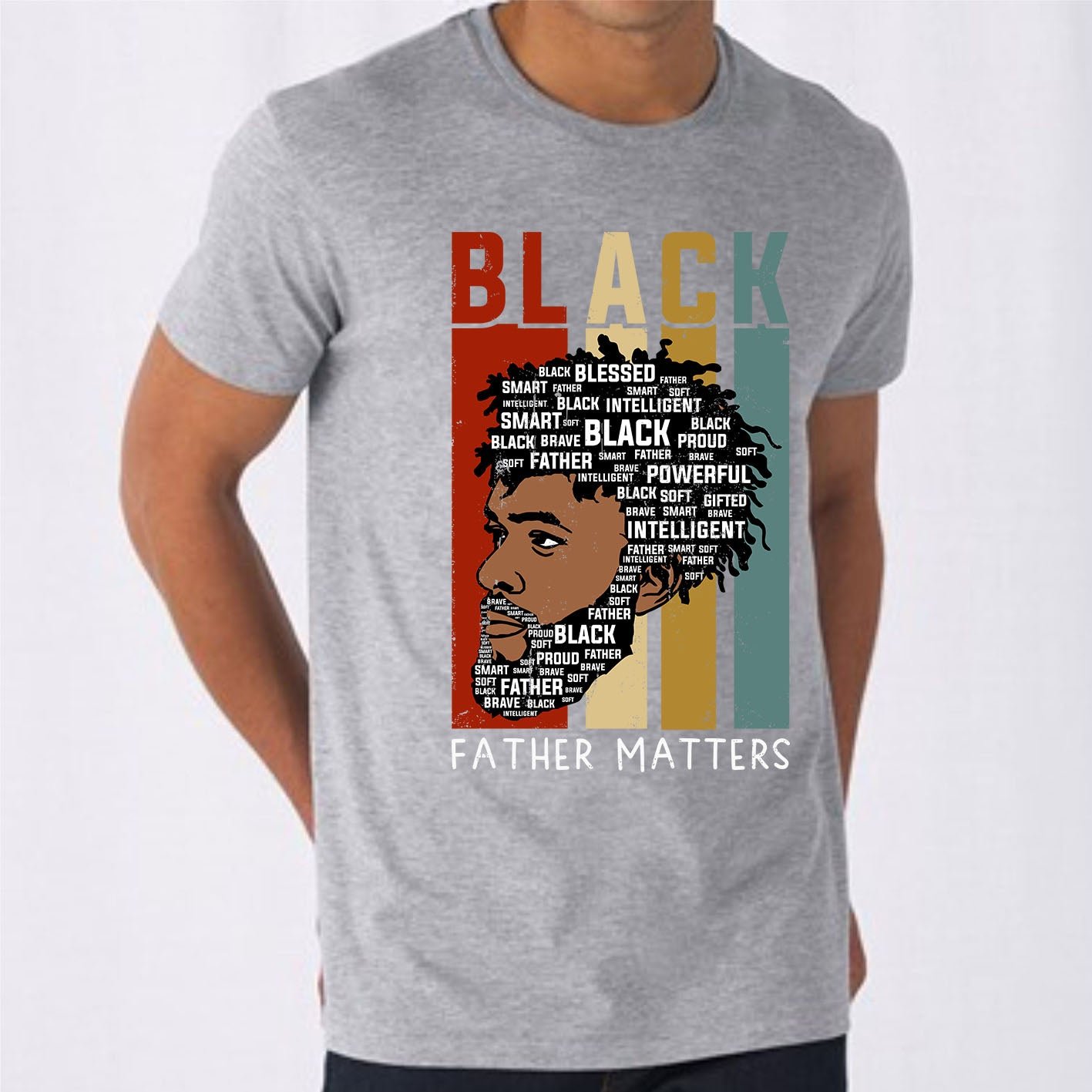 Black Father Matters Dads Rock Custom Short Sleeve Fathers Day T-Shirt - Image 8