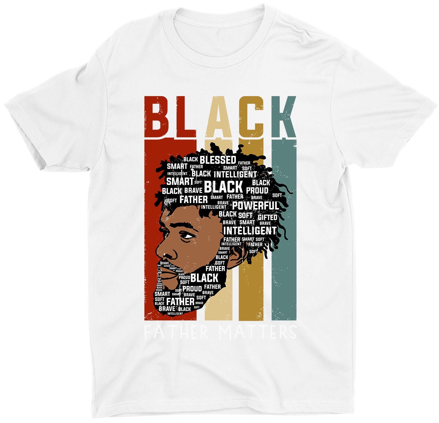 Black Father Matters Dads Rock Custom Short Sleeve Fathers Day T-Shirt - Image 7