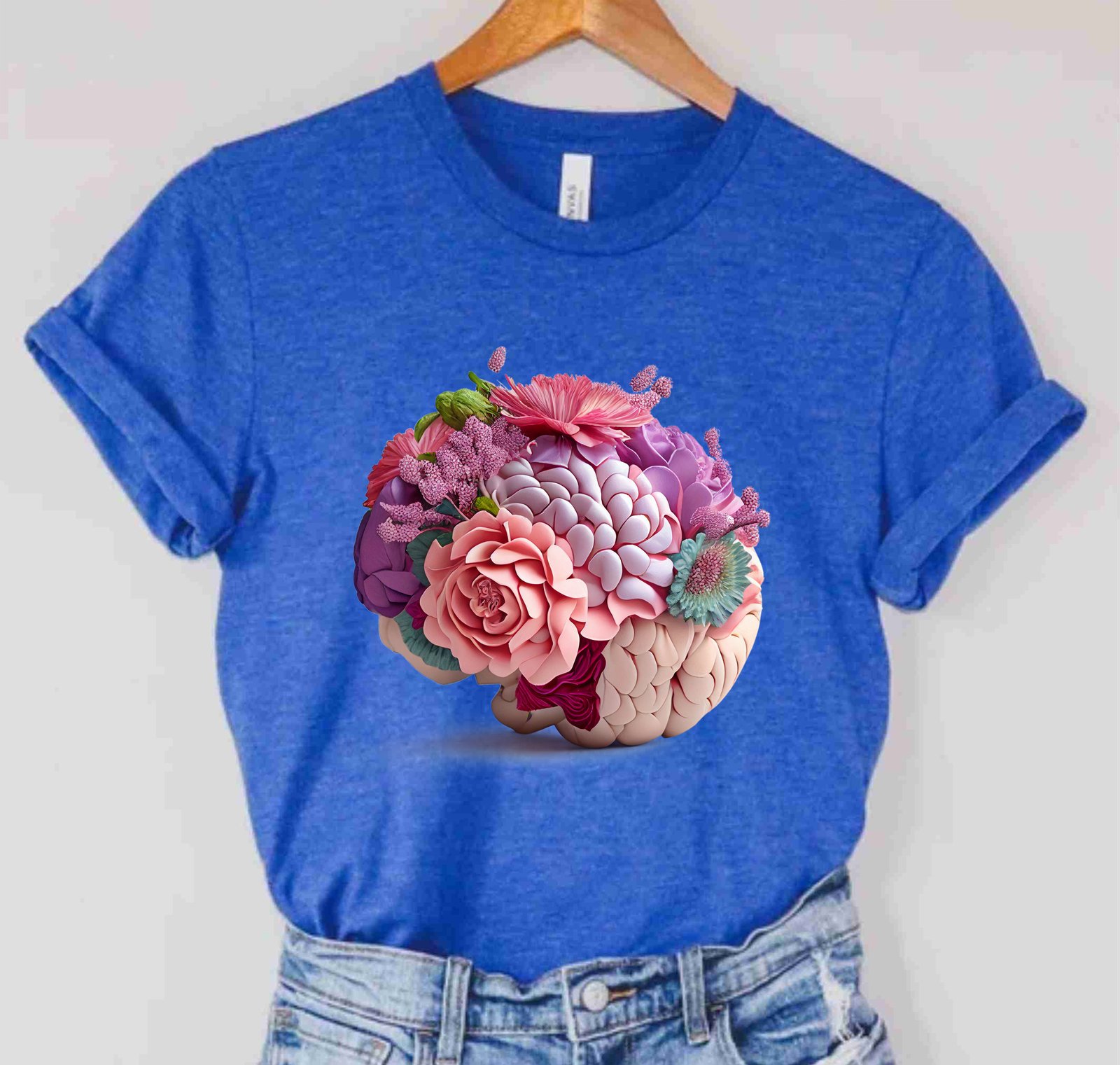 Flower Brain Mental Health Wildflower Human Brain Medical Nurse TShirt - Image 7