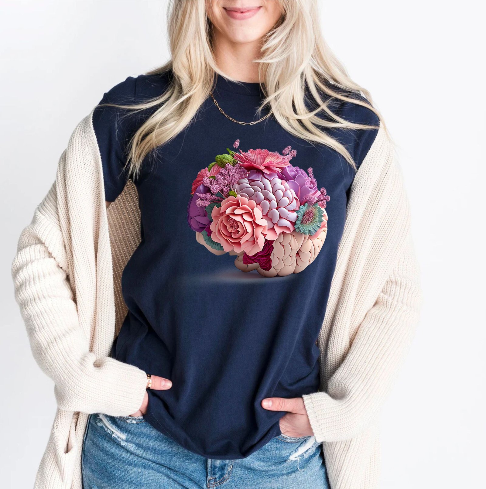 Flower Brain Mental Health Wildflower Human Brain Medical Nurse TShirt - Image 9