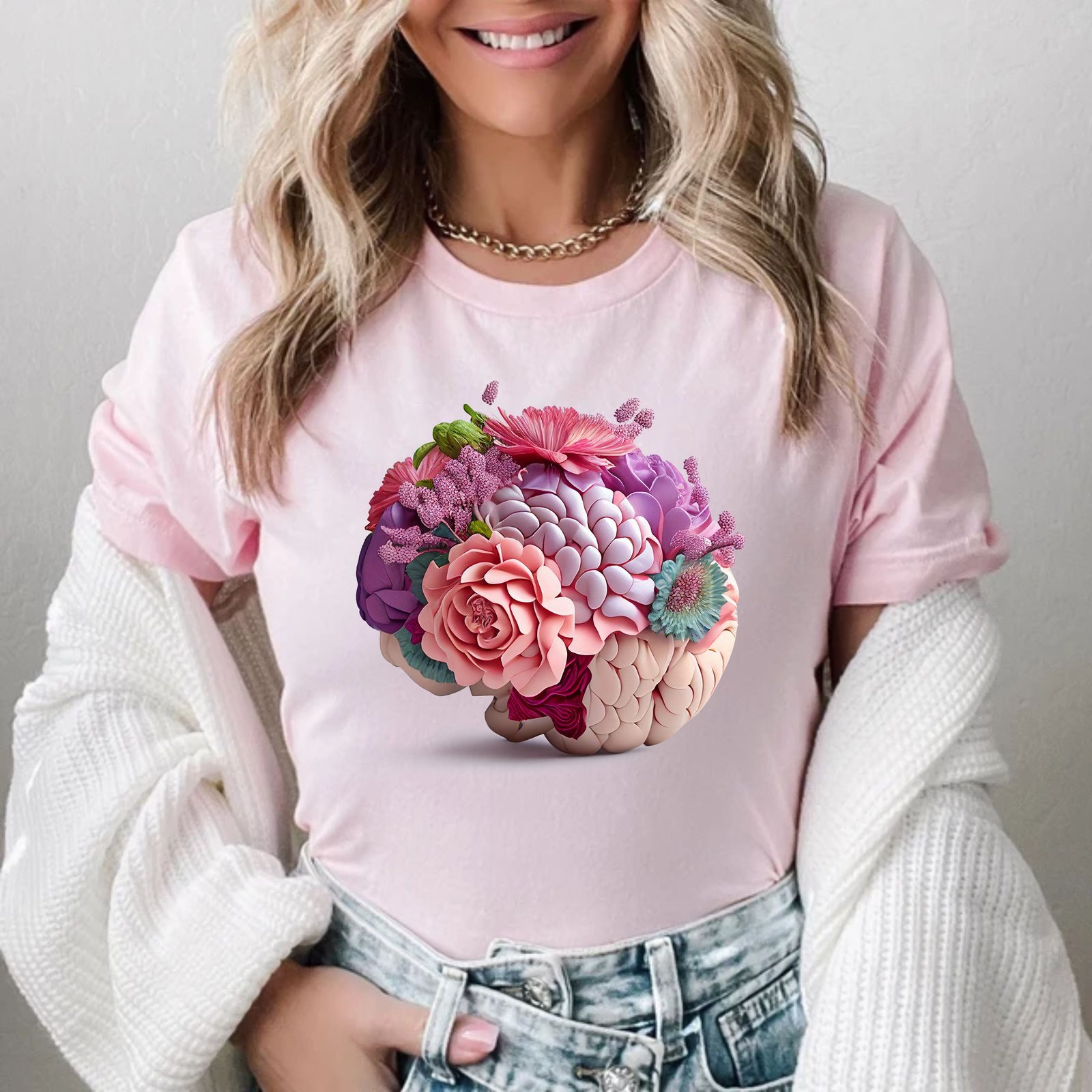 Flower Brain Mental Health Wildflower Human Brain Medical Nurse TShirt - Image 10