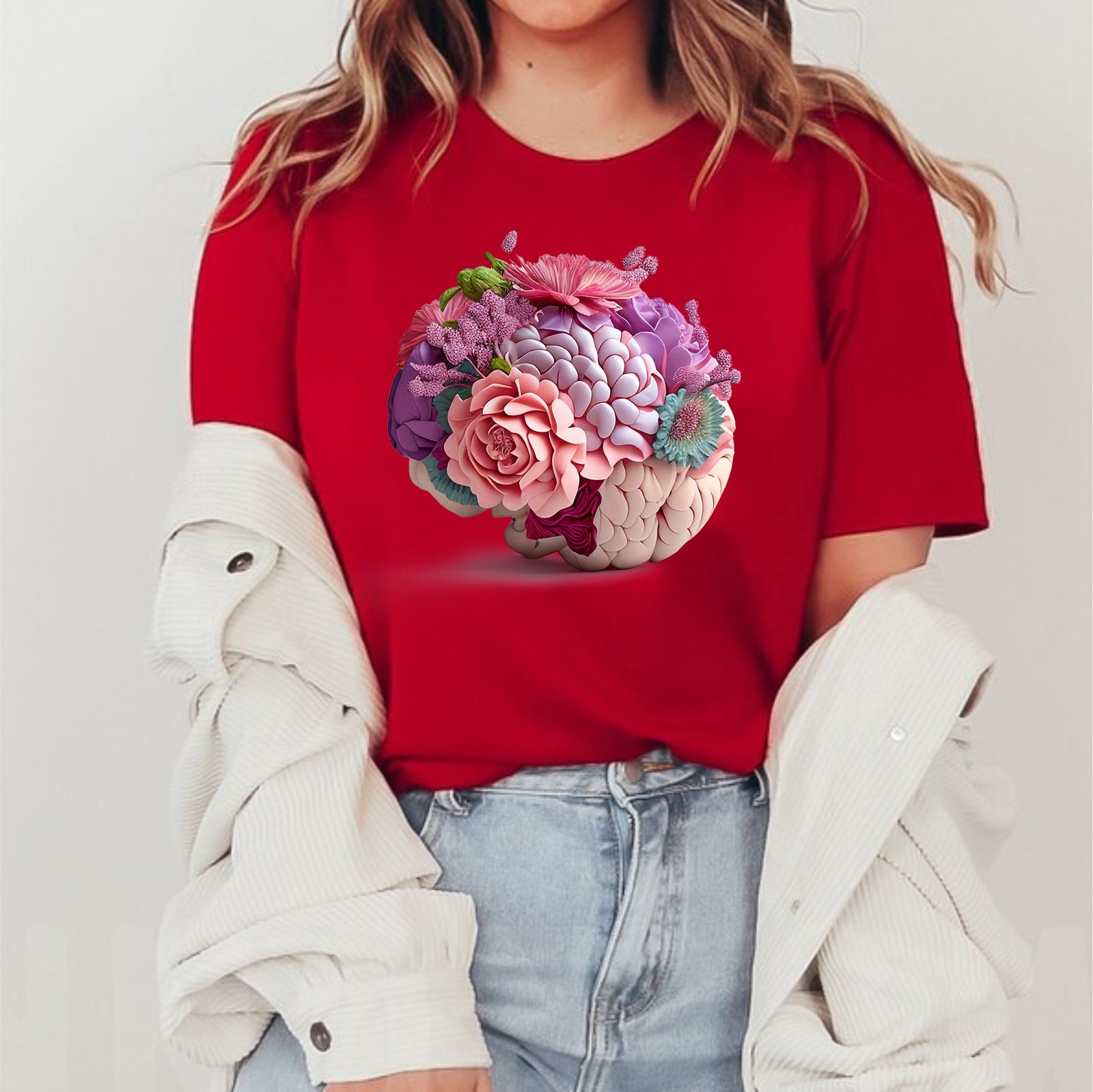 Flower Brain Mental Health Wildflower Human Brain Medical Nurse TShirt - Image 11