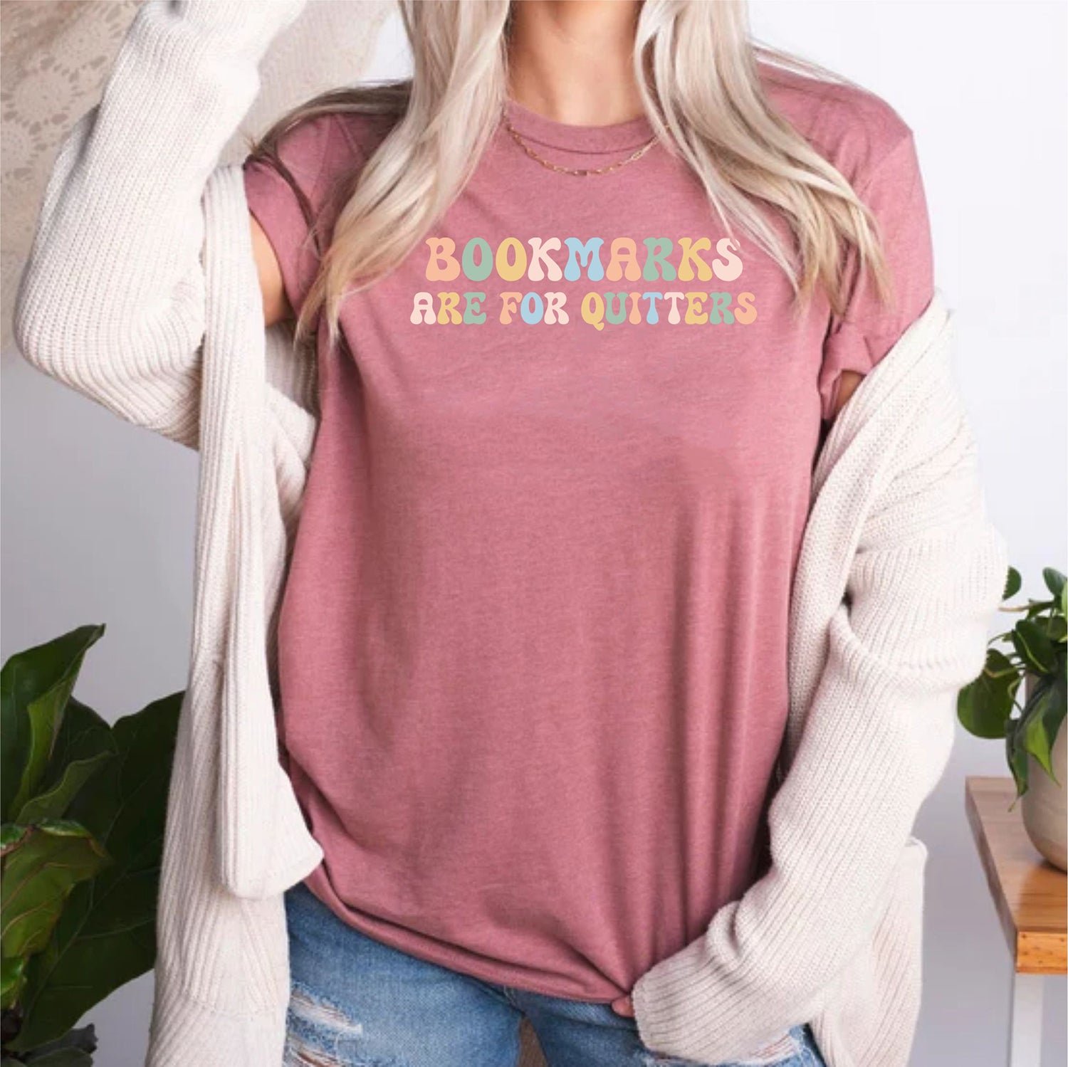 Bookmarks Are For Quitters Book Lover Bookish Librarian Reading Shirt - Image 5