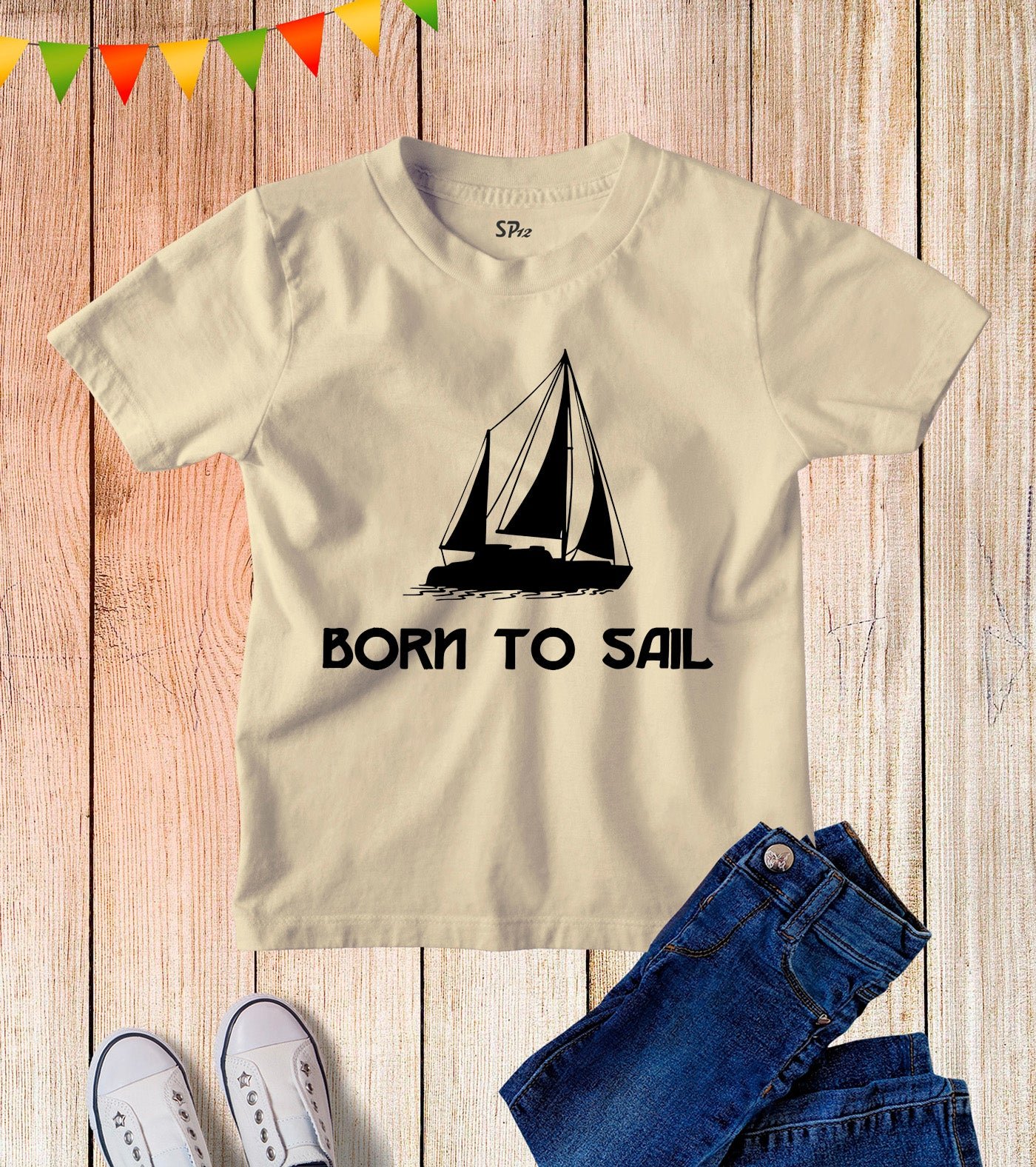 Kids Born To Sail Boat Sailing Hobby T Shirt