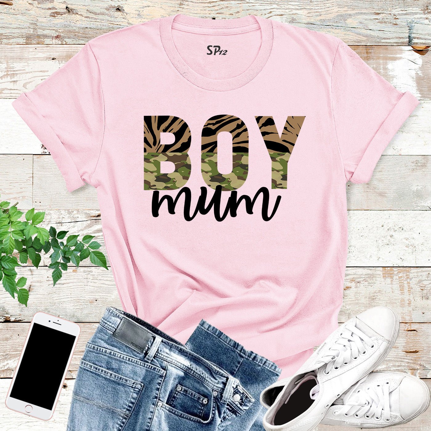Boy Mum Leopard Print T Shirt