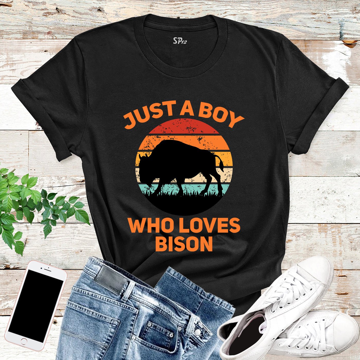 Just a Boy Who Loves Bison T Shirt - Image 7