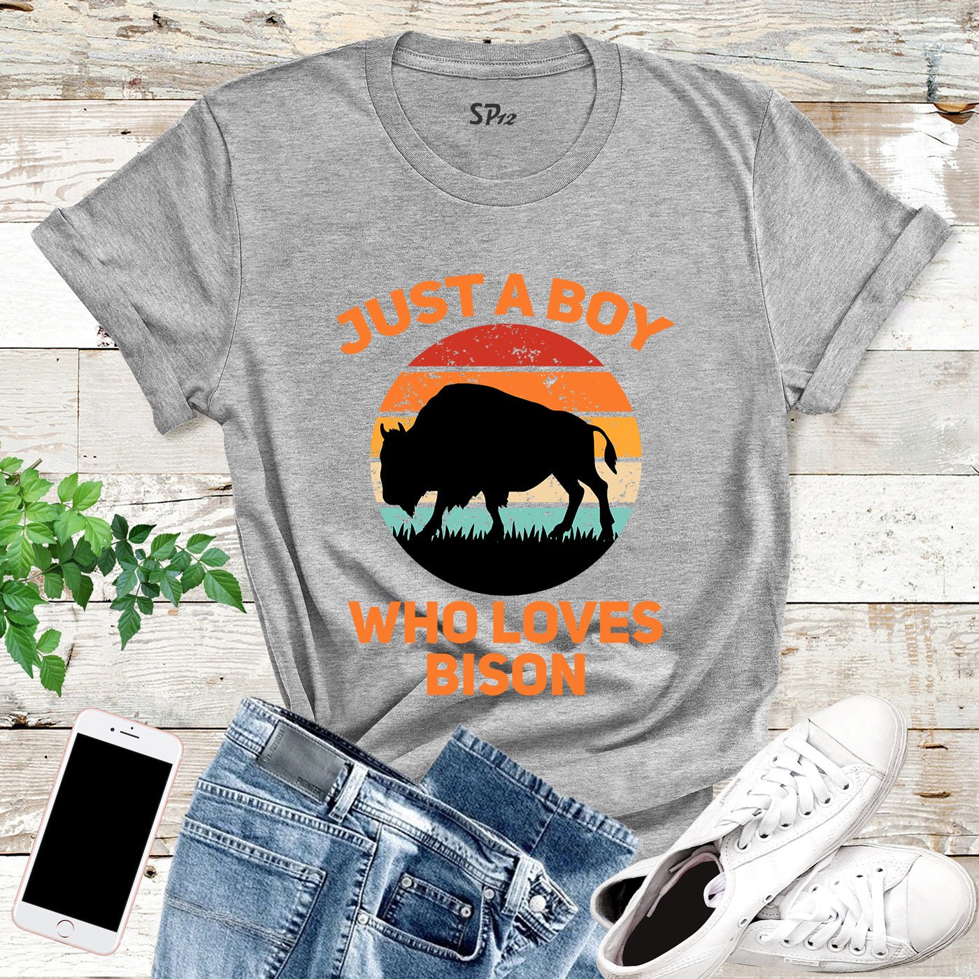Just a Boy Who Loves Bison T Shirt - Image 4