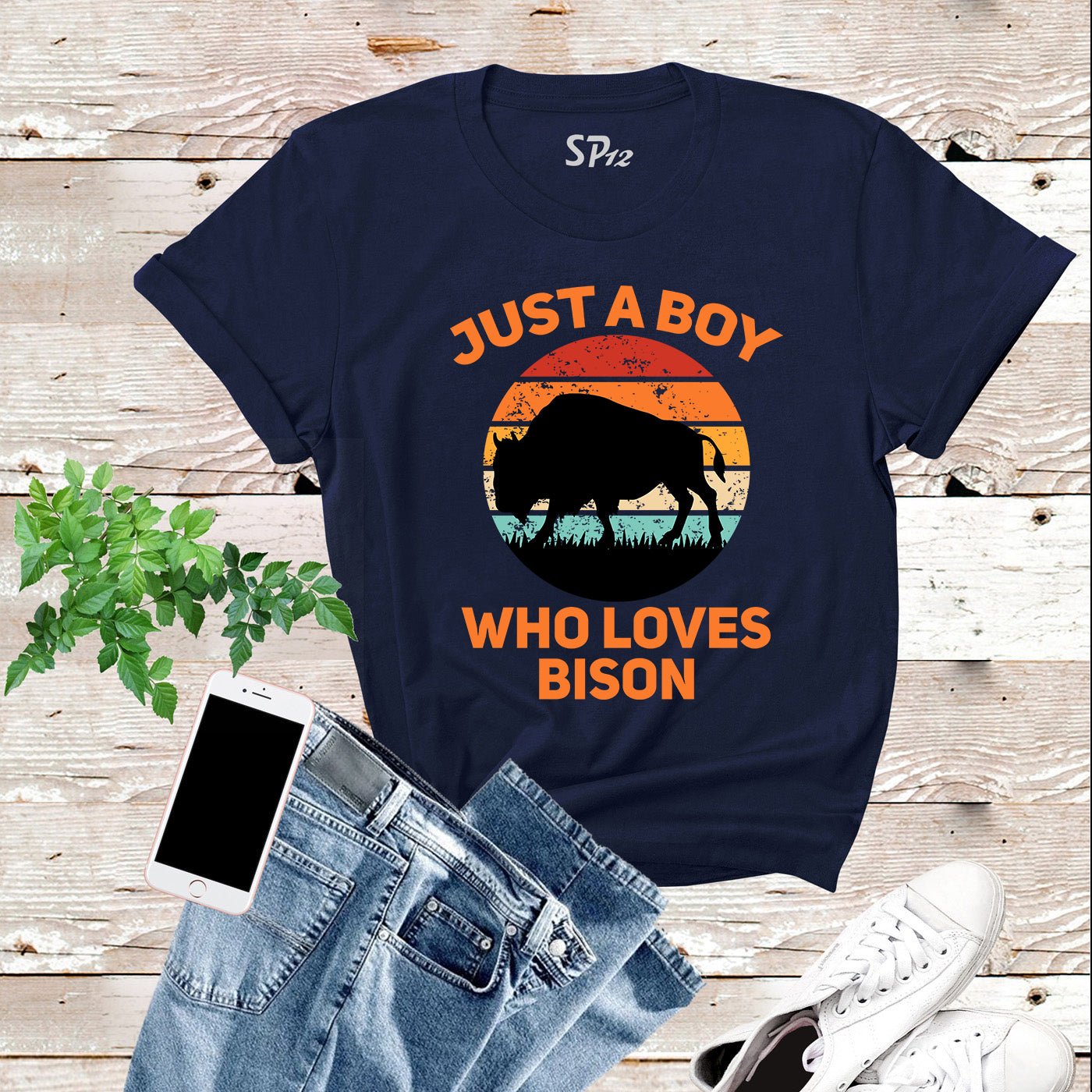 Just a Boy Who Loves Bison T Shirt - Image 8