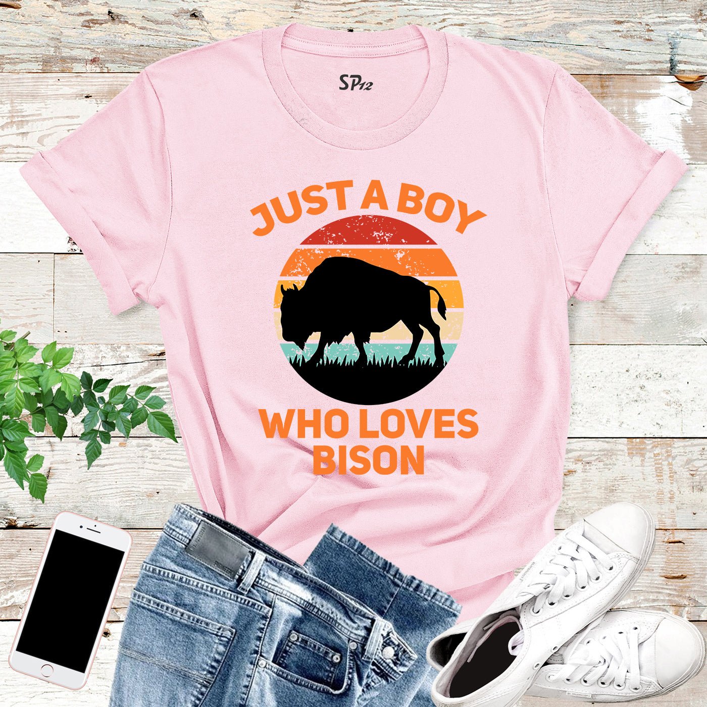 Just a Boy Who Loves Bison T Shirt - Image 5