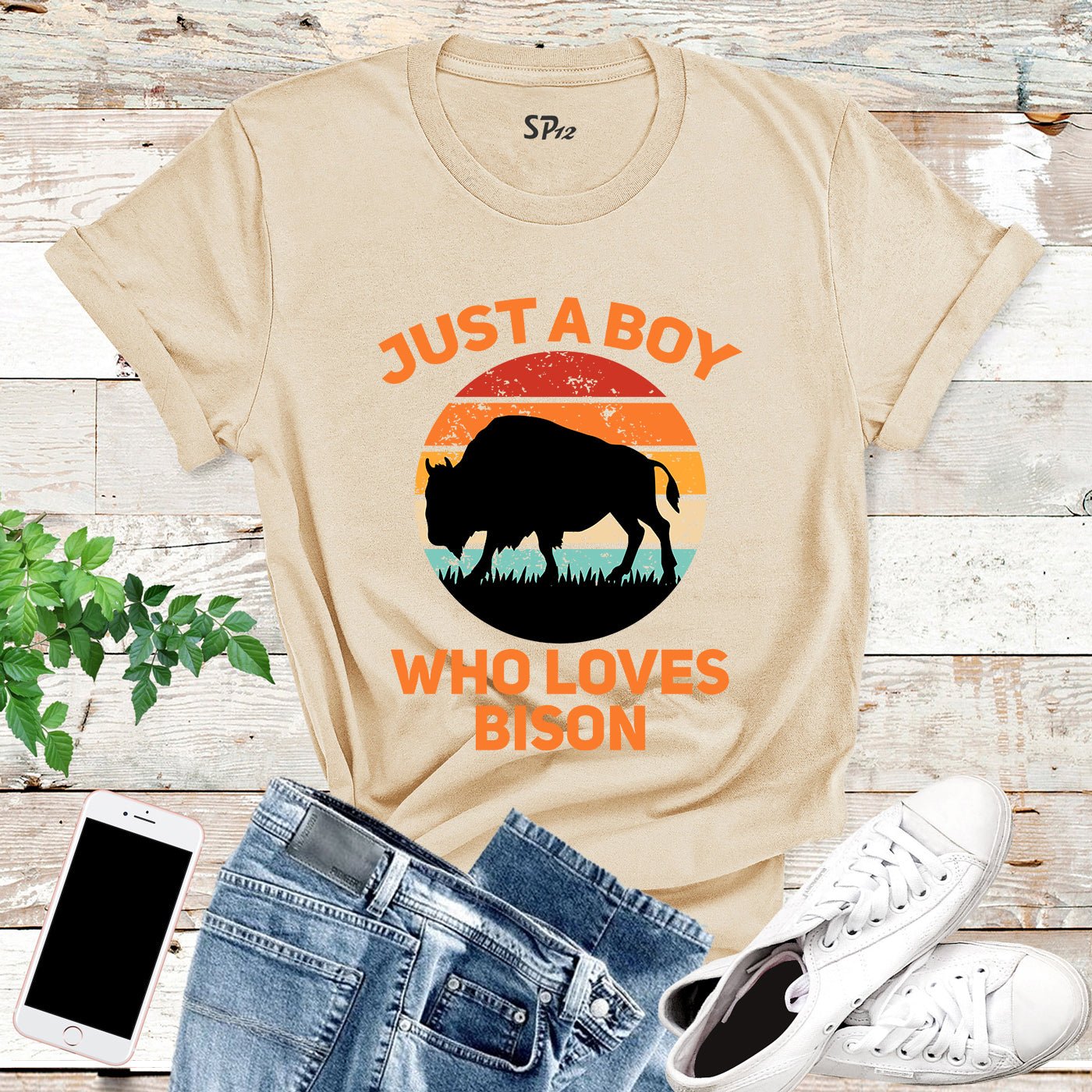 Just a Boy Who Loves Bison T Shirt - Image 6