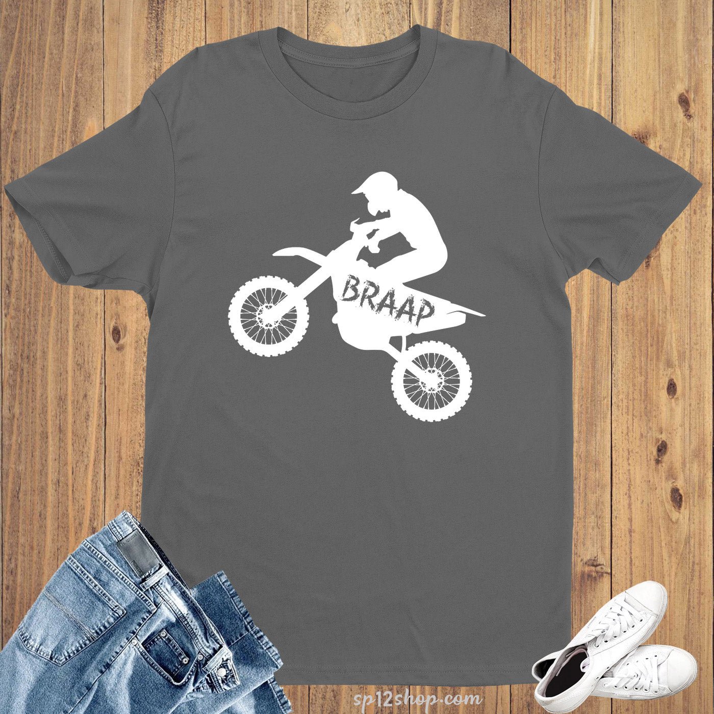 BRAAP Motorcycles Bike Drivers Motorcyclists Hobby T Shirt - Image 3