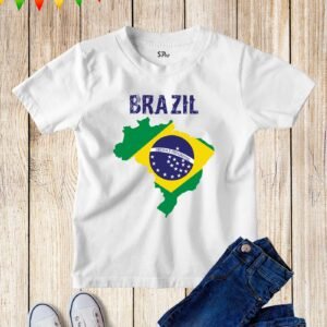 Kids Brazil Flag Patriotic Brazilian T Shirt