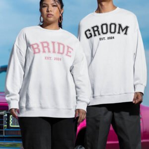 Bride and Groom Est 2024 Sweatshirt Custom Year
