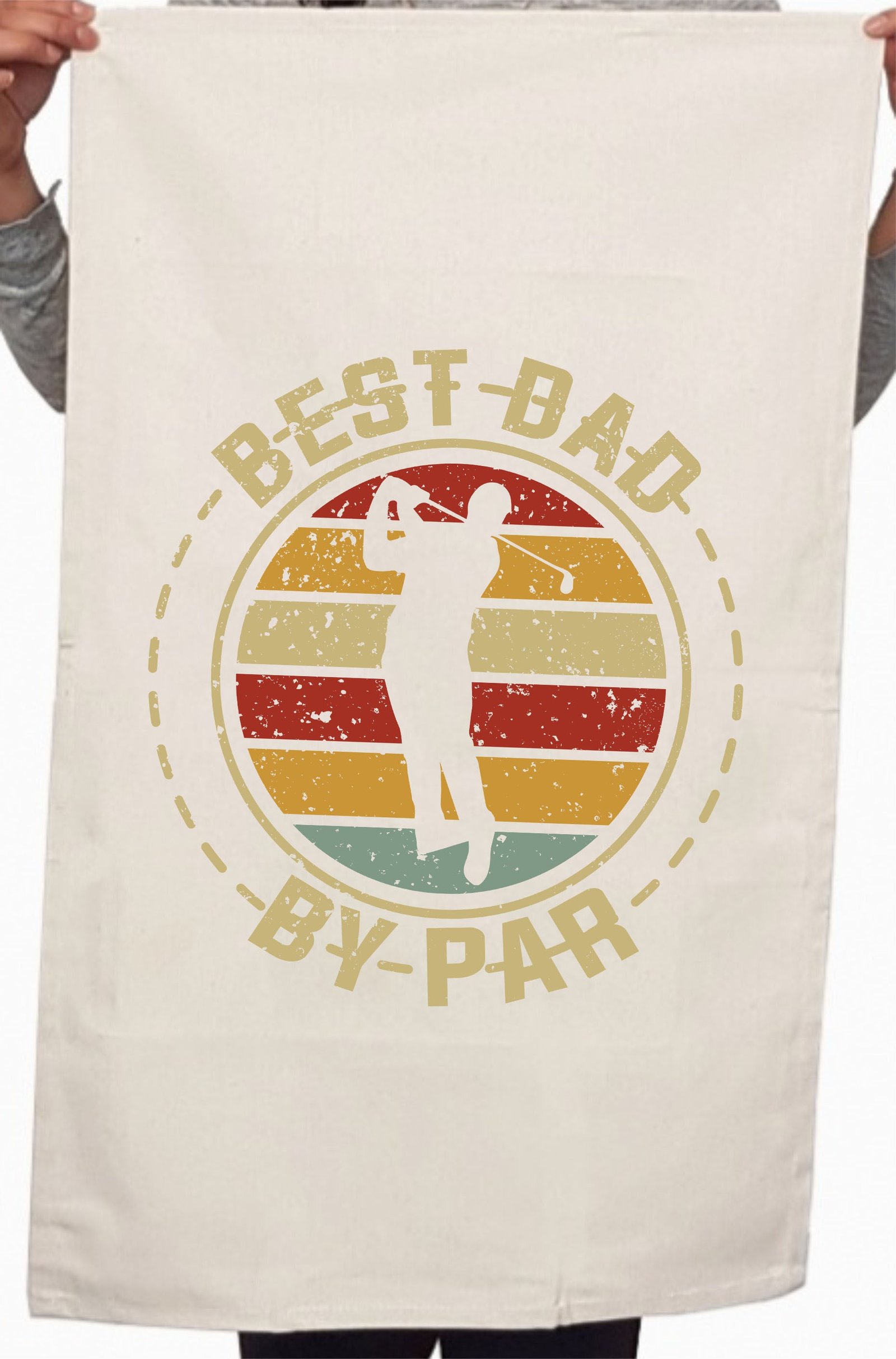 Best Dad By Par Fathers Day Golf Tee Custom Kitchen Table Tea Towel - Image 3