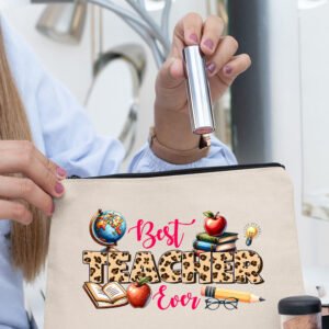 Best Teacher Ever Makeup Pencil Accessory Bag