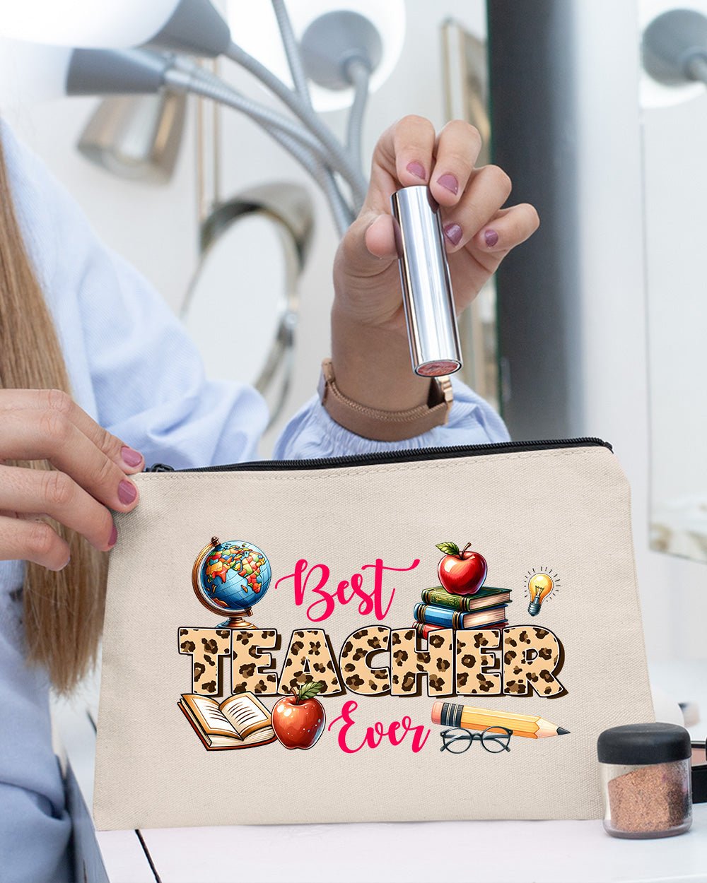 Best Teacher Ever Makeup Pencil Accessory Bag - sp12shop.com