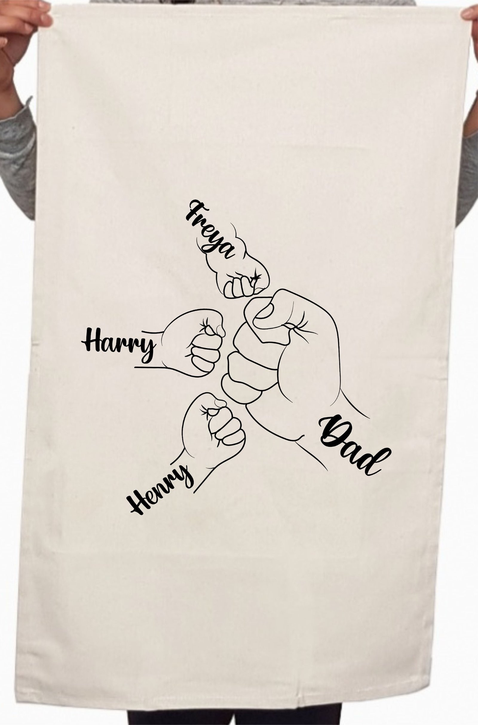 First Bump Dad and Son Custom Fathers Day Kitchen Table Tea Towel - Image 2