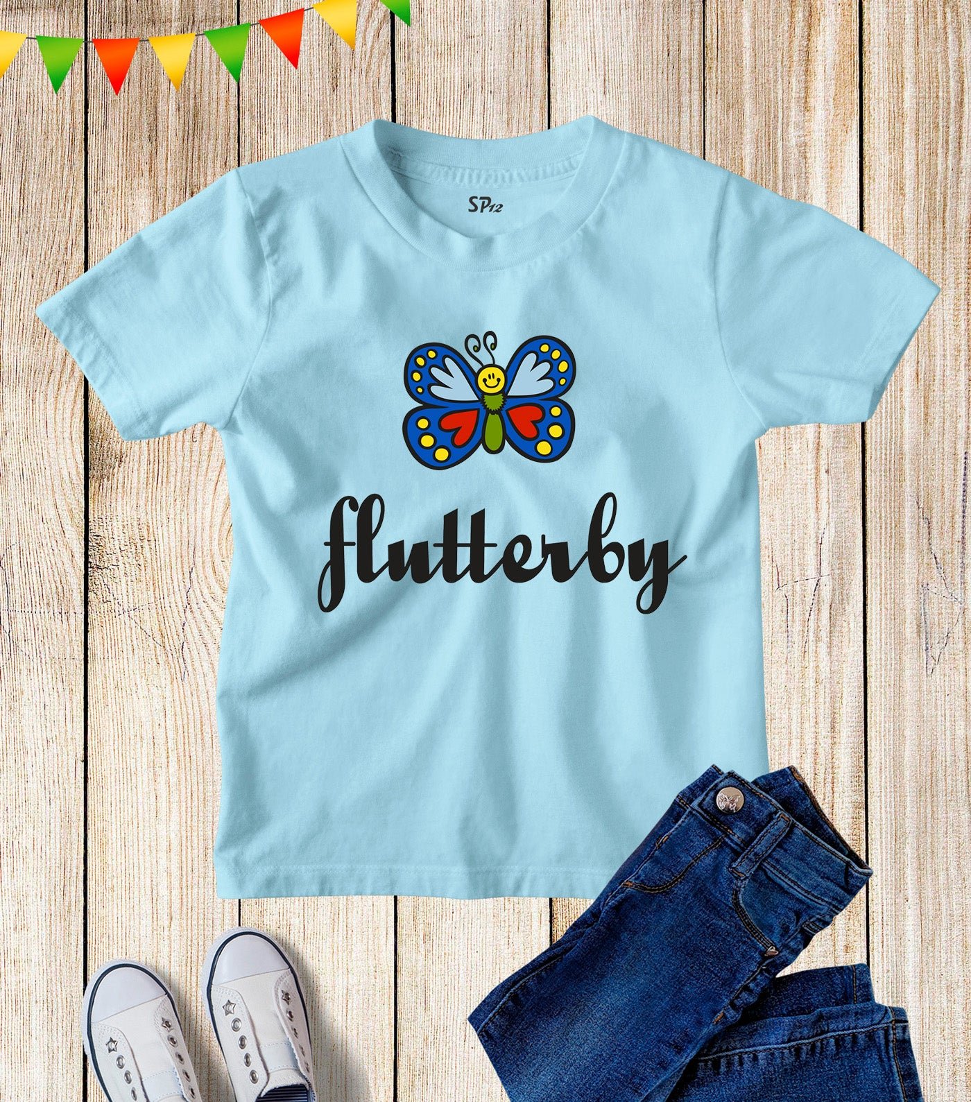Kids Flutterby Butterfly Graphic T Shirt Gift