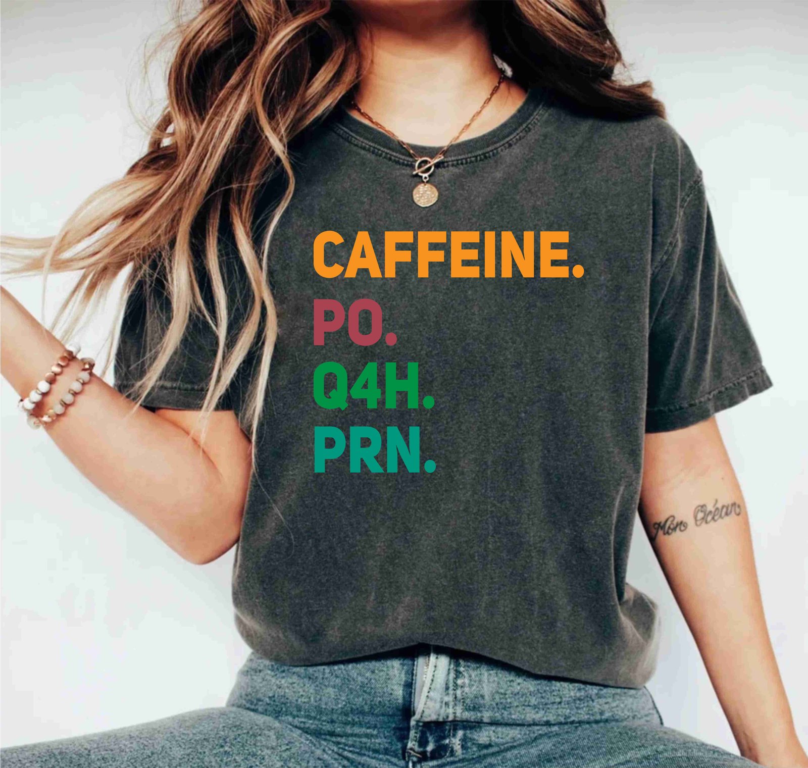 Caffeine PO Q4H PRN Nurse Life Healthcare Doctor Future Nurse T-Shirts - Image 3