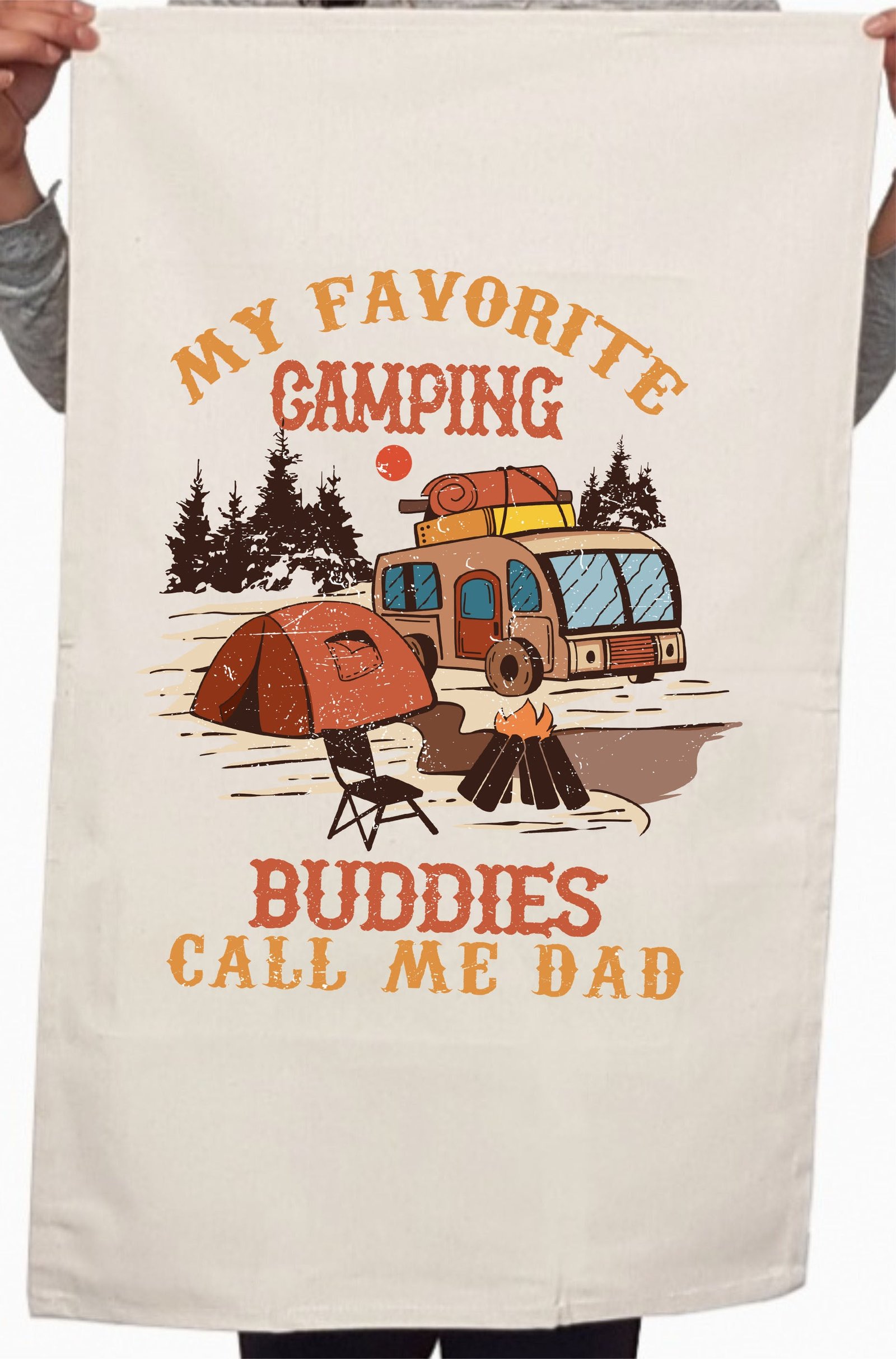 My Favorite Camping Buddies Custom Fathers Day Kitchen Table Tea Towel - Image 2