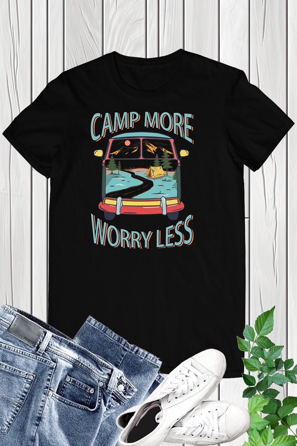 Camp More Worry Less Retro Shirts