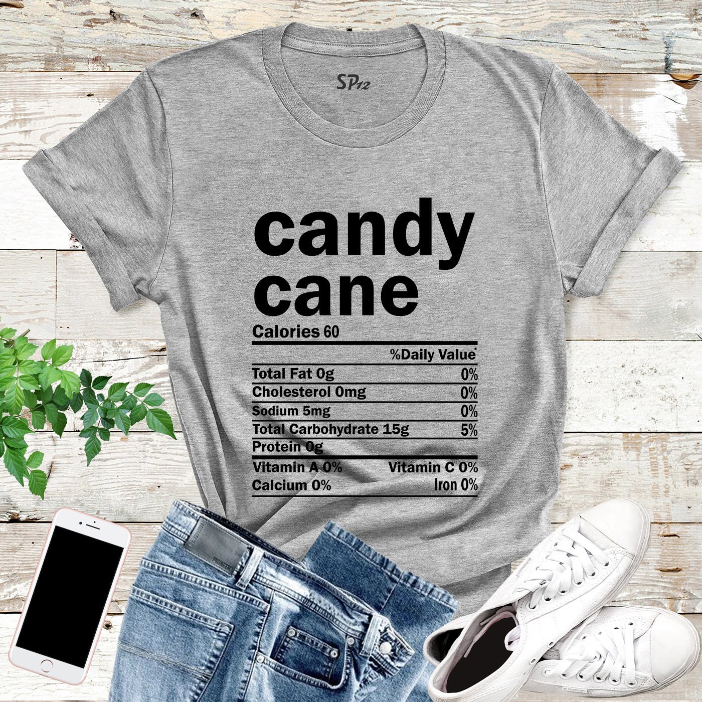 Candy Cane Nutrition Fact T Shirt - Image 4