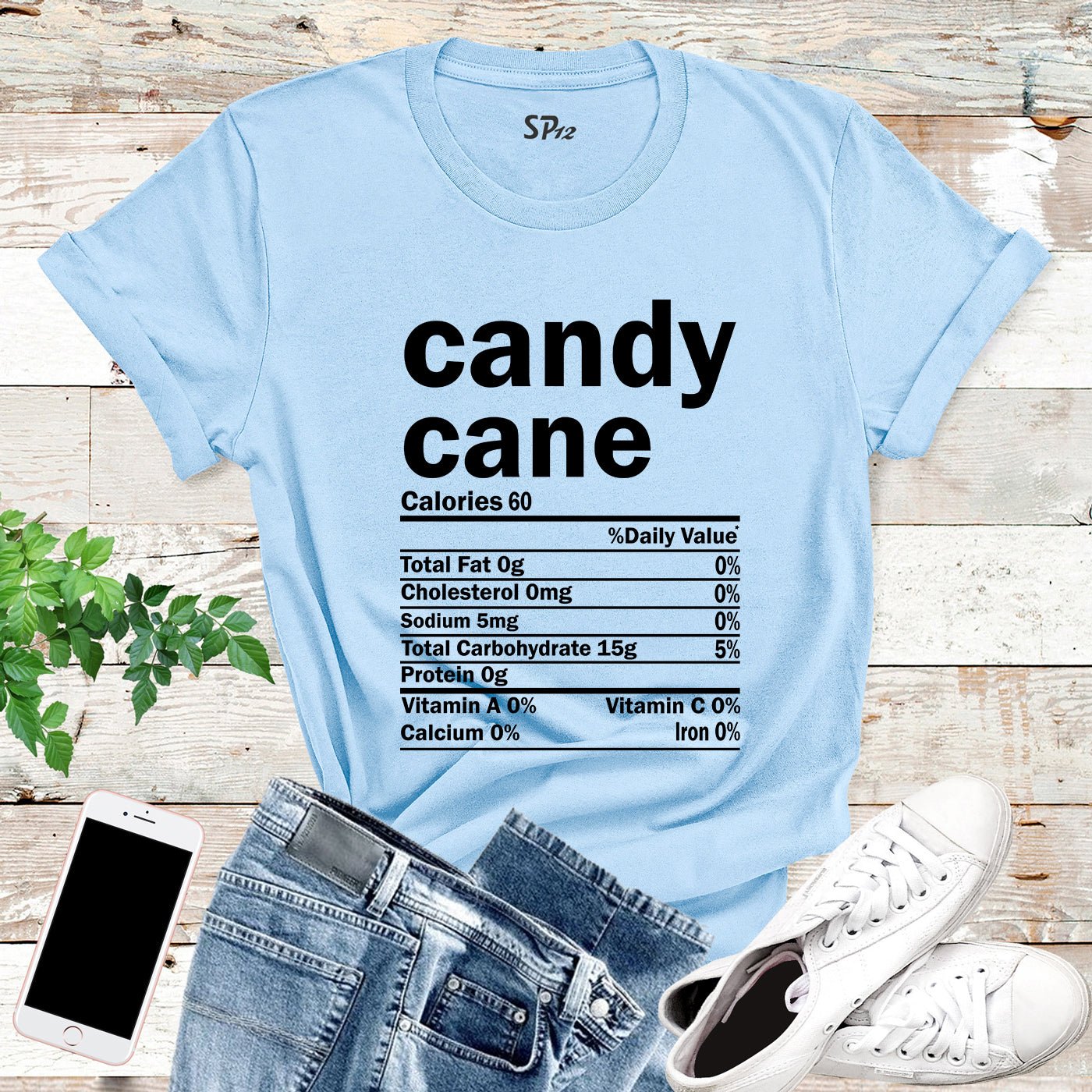 Candy Cane Nutrition Fact T Shirt - Image 6
