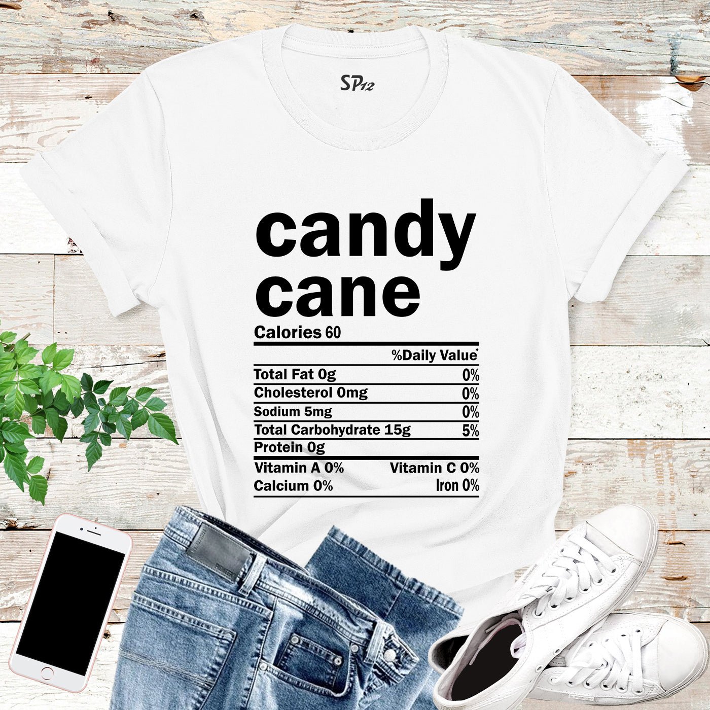 Candy Cane Nutrition Fact T Shirt - Image 5