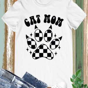Cat Mom Checkered Paw Shirt