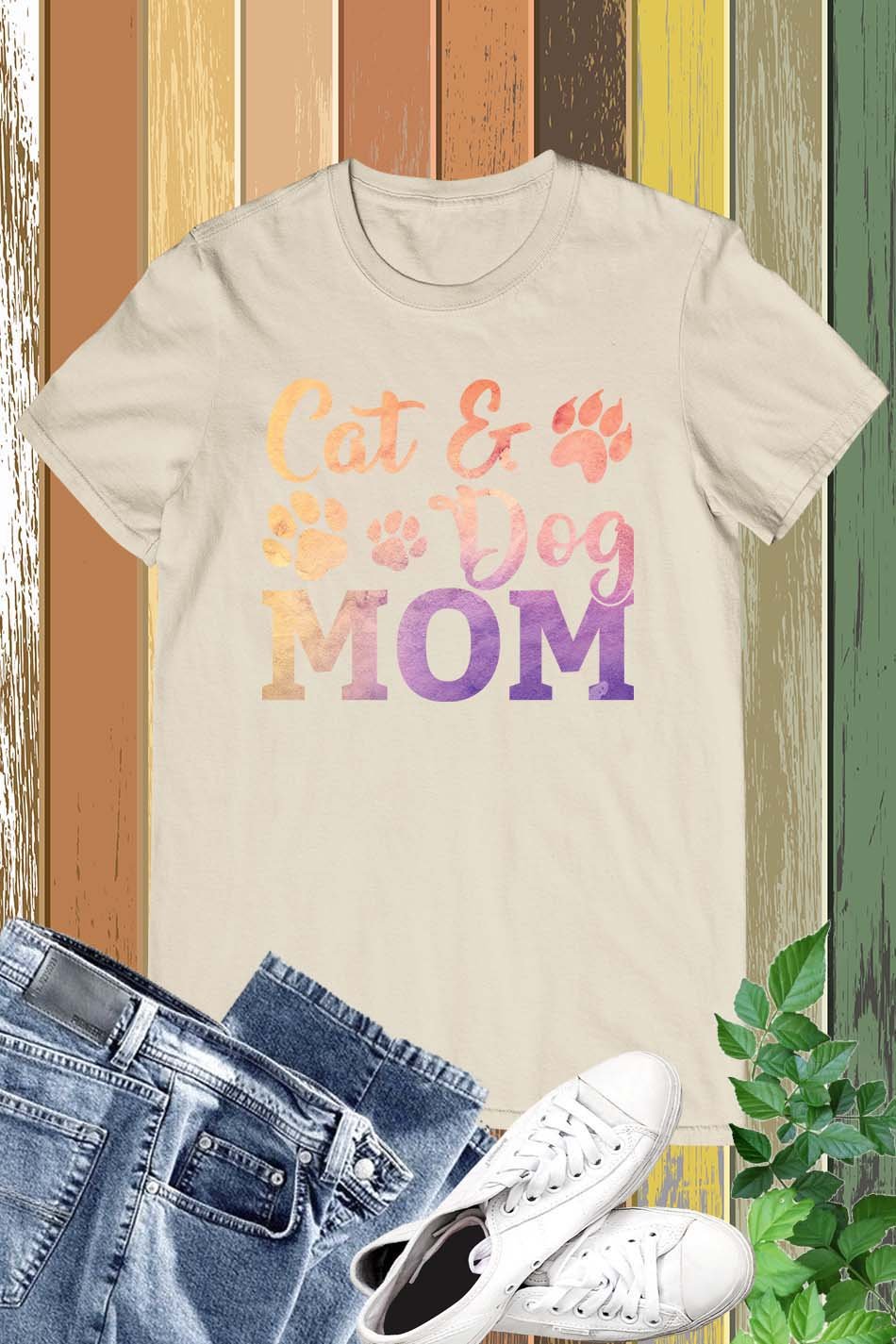 Cute Cat and Dog Mom T-shirt