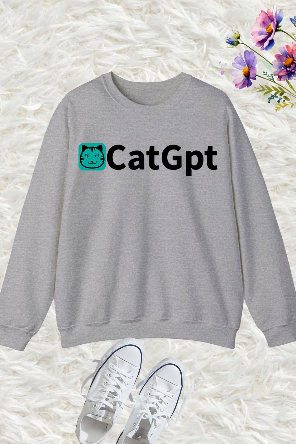 ChatGPT Meme Funny Cat Lover Sweatshirt - Image 2