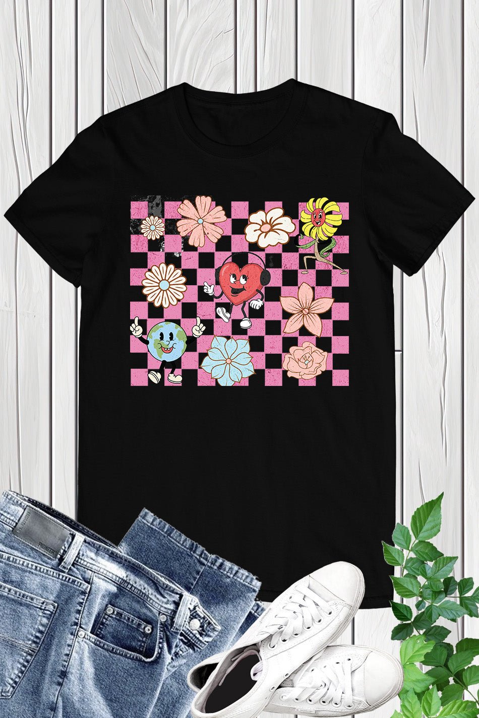 Checkered Boho Flowers Shirt