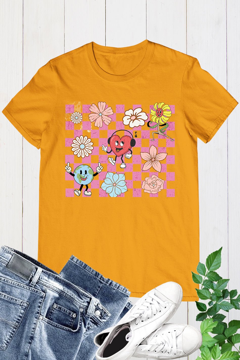 Checkered Boho Flowers Shirt - Image 4