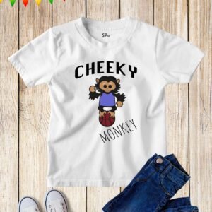 Kids Cheeky Monkey Football Basketball T Shirt