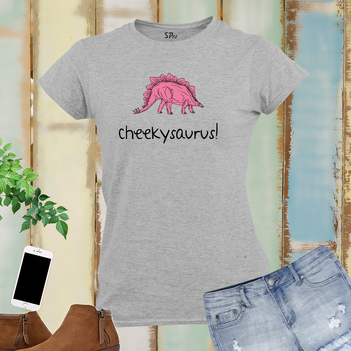 Cheekysaurus Dinosa Slogan Women T Shirt