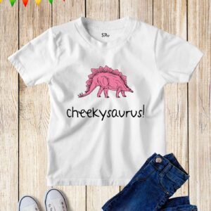 Kids Cheekysaurus Pink Dinosaur T-Rex T Shirt