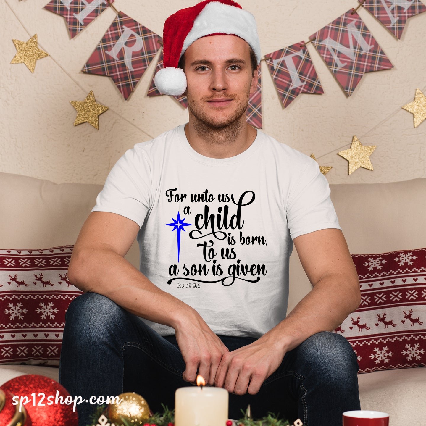Child Is Born to us Christmas Bible Verse t Shirt