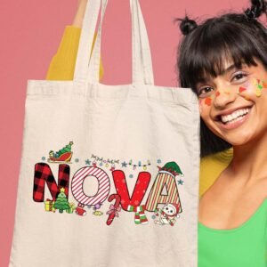 Custom Christmas Name Girls Tote Bag