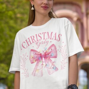Christmas Girly Pink Coquette Bow Shirt