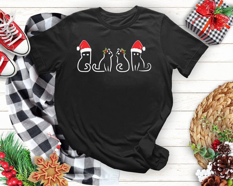 Cat Christmas Vintage Kittens Holiday Cat Lover Bible Verse T Shirts - Image 4