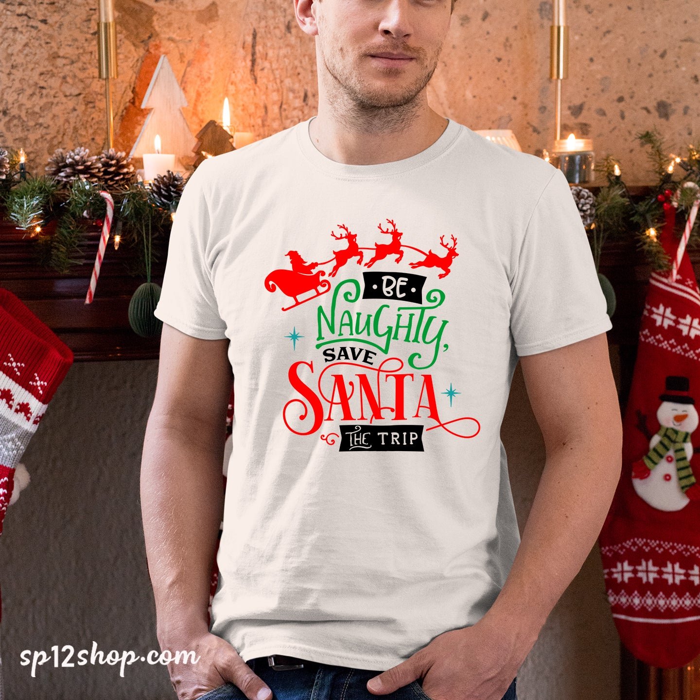 Be Naughty Save Satan Christmas Funny T shirt