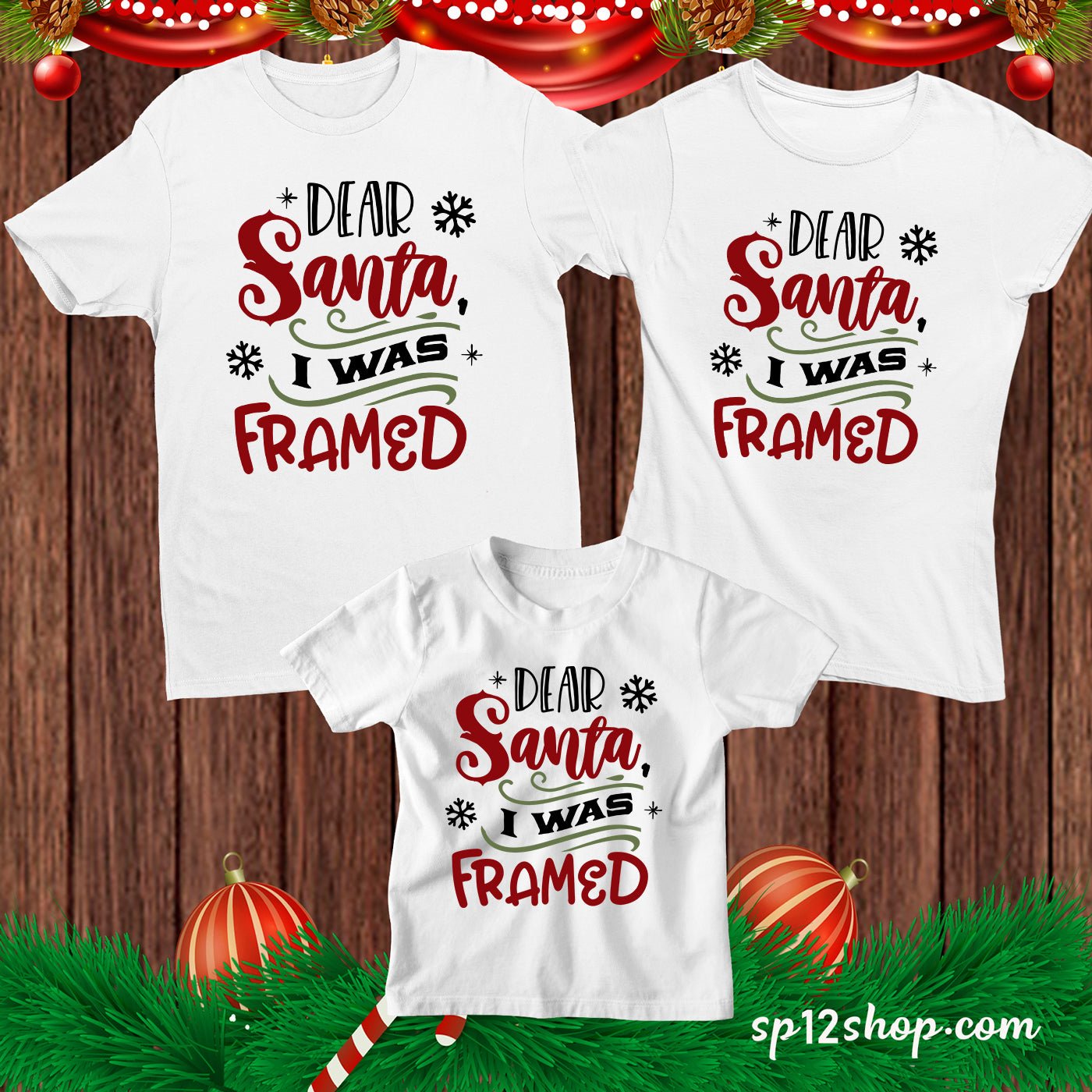 Dear Santa I Was Framed Christmas Funny T shirt