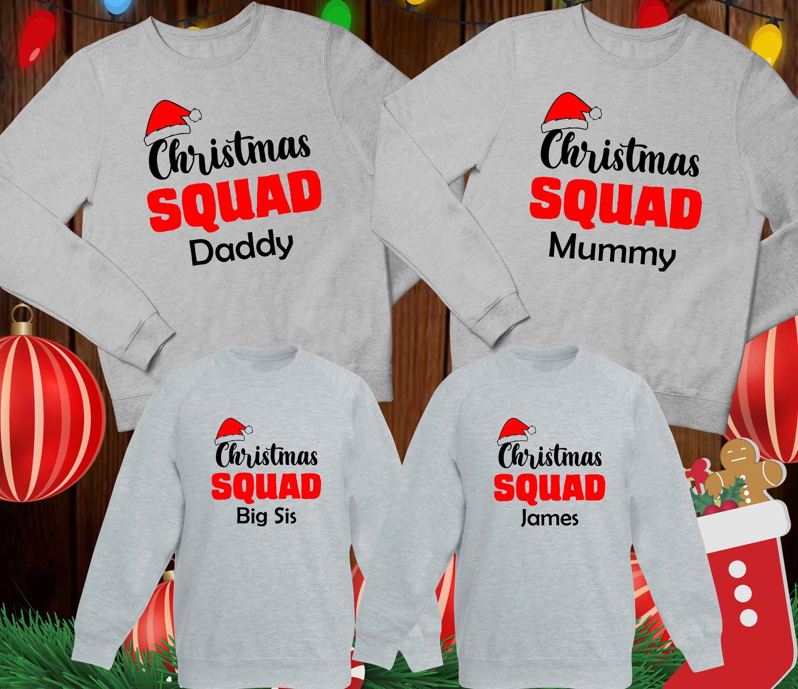 Christmas Squad Sweatshirts Custom Family Jumpers