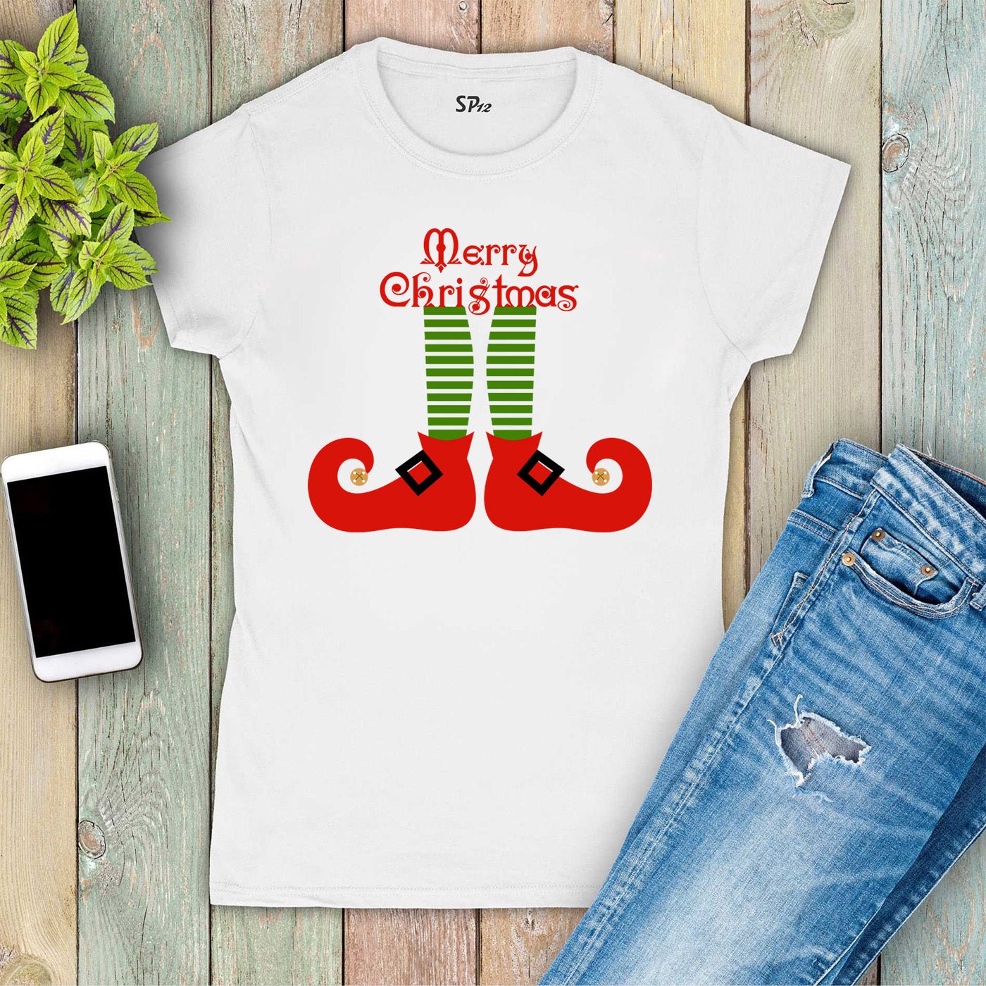 Christmas Women T Shirt Elf Shoes Merry Christmas Tshirt Tee