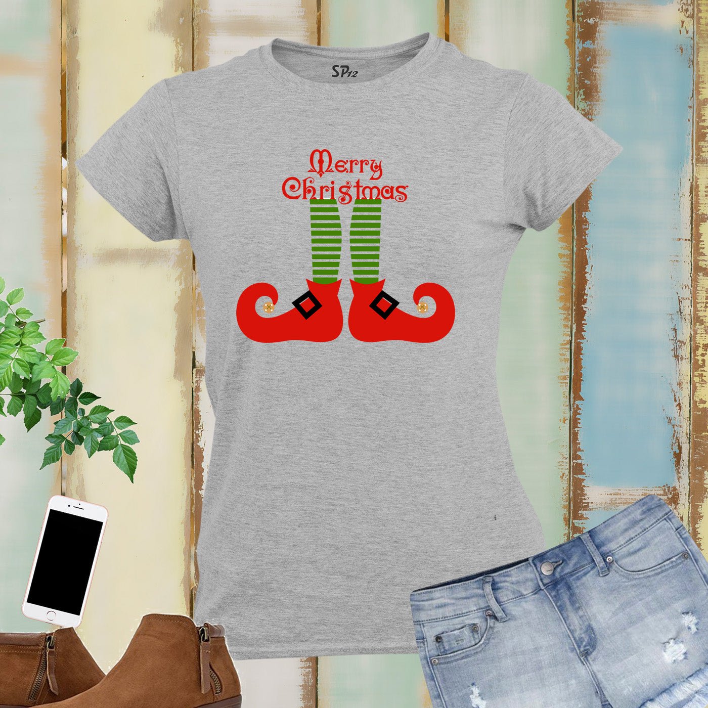 Christmas Women T Shirt Elf Shoes Merry Christmas Tshirt Tee