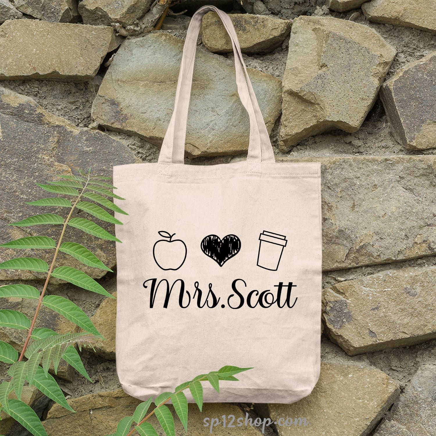 Canvas Custom Teacher Appreciation Thank You Gift Shopping Tote Bag - Image 2