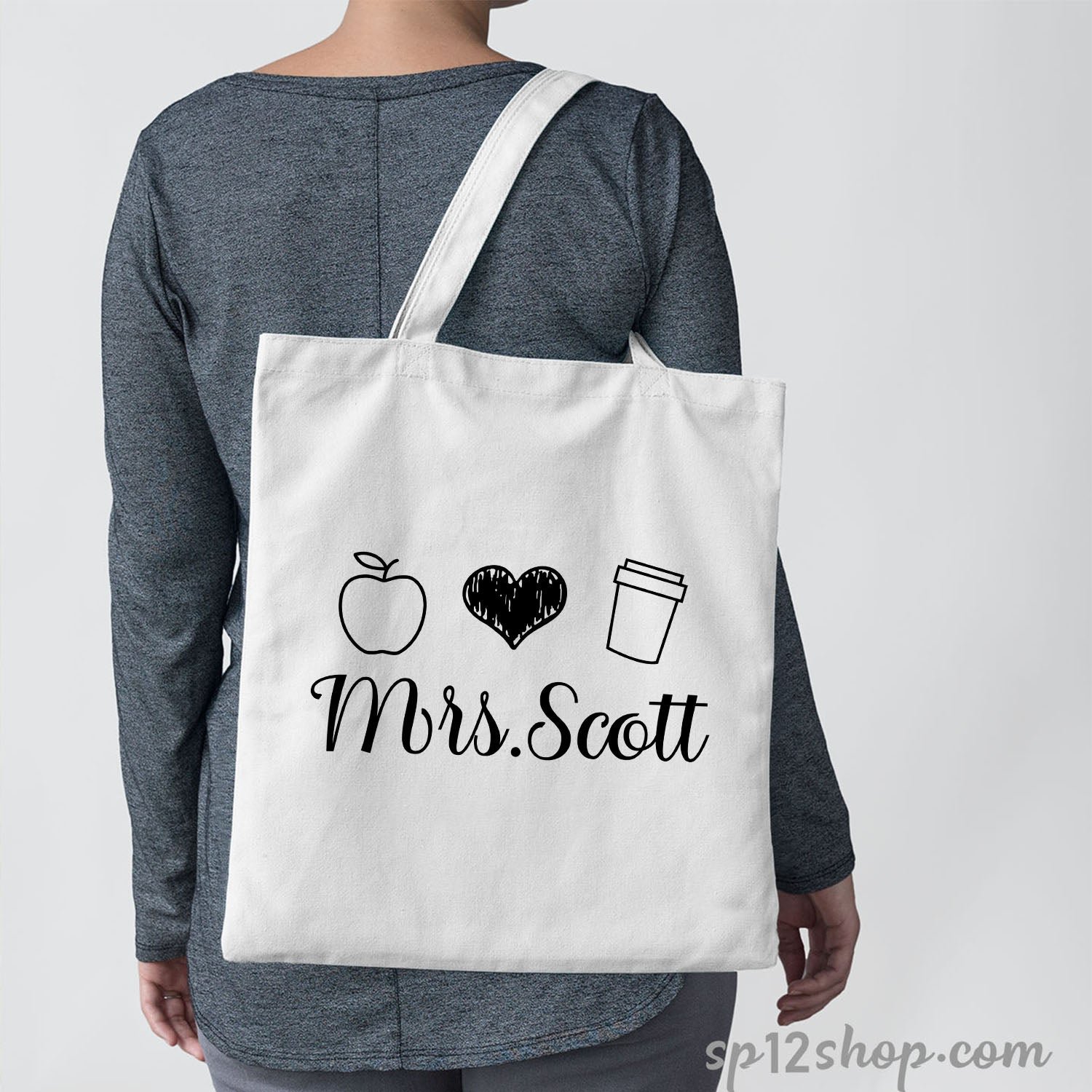 Canvas Custom Teacher Appreciation Thank You Gift Shopping Tote Bag - Image 4